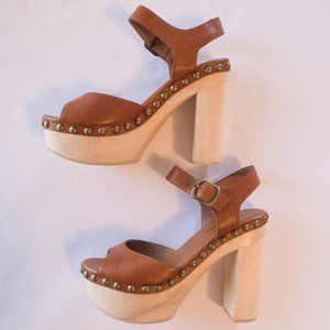 Jeffrey Campbell Brown Leather Platform Summers Sandals Size 7